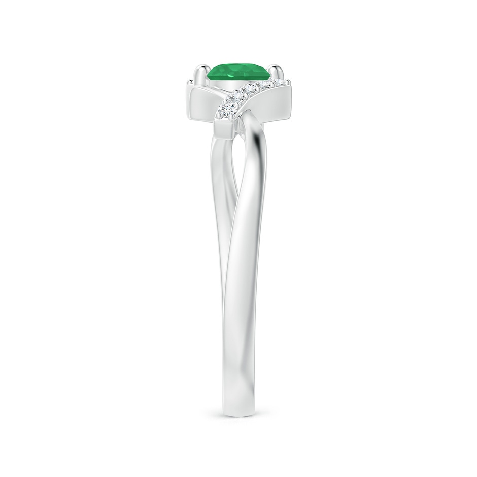 4mm A Solitaire Emerald Bypass Promise Ring with Diamond Accents in White Gold side 299