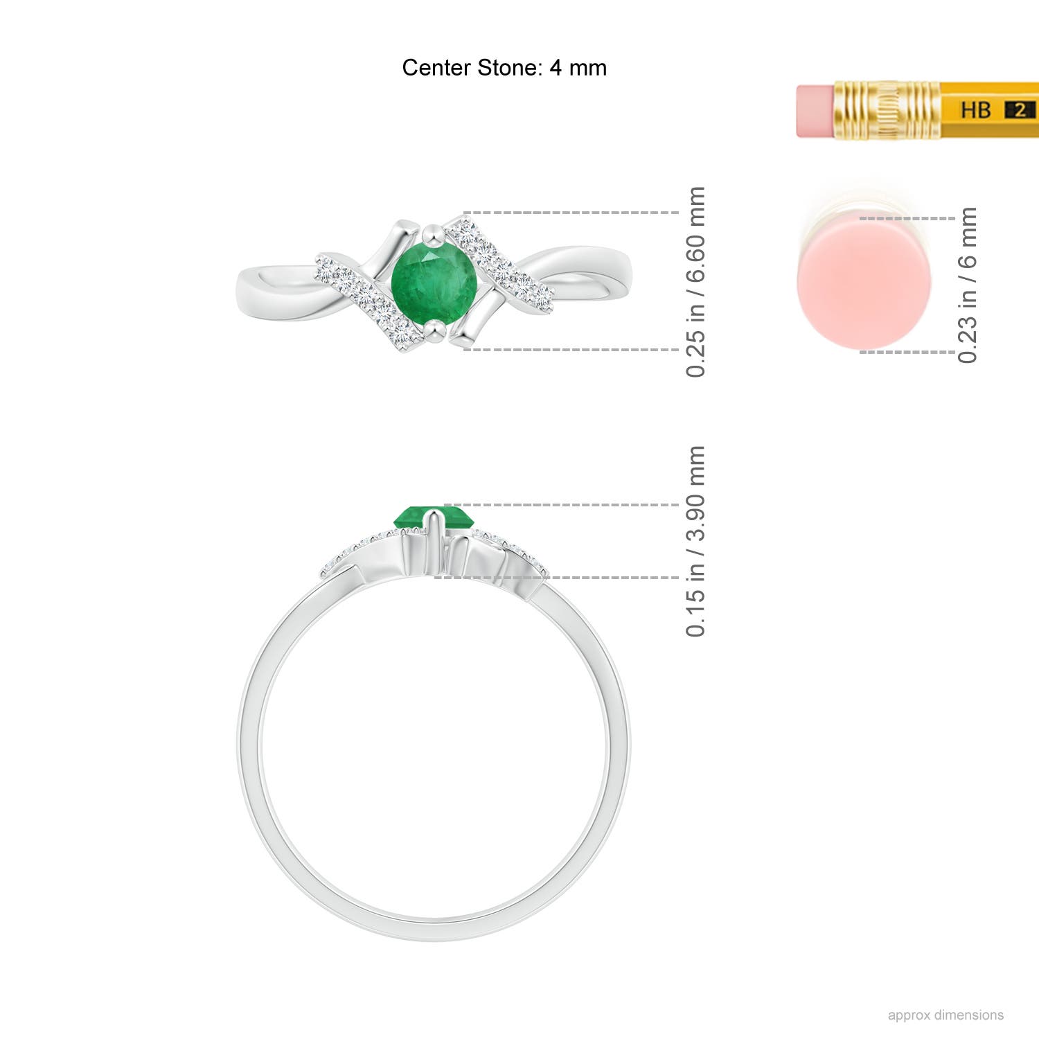 A - Emerald / 0.3 CT / 14 KT White Gold