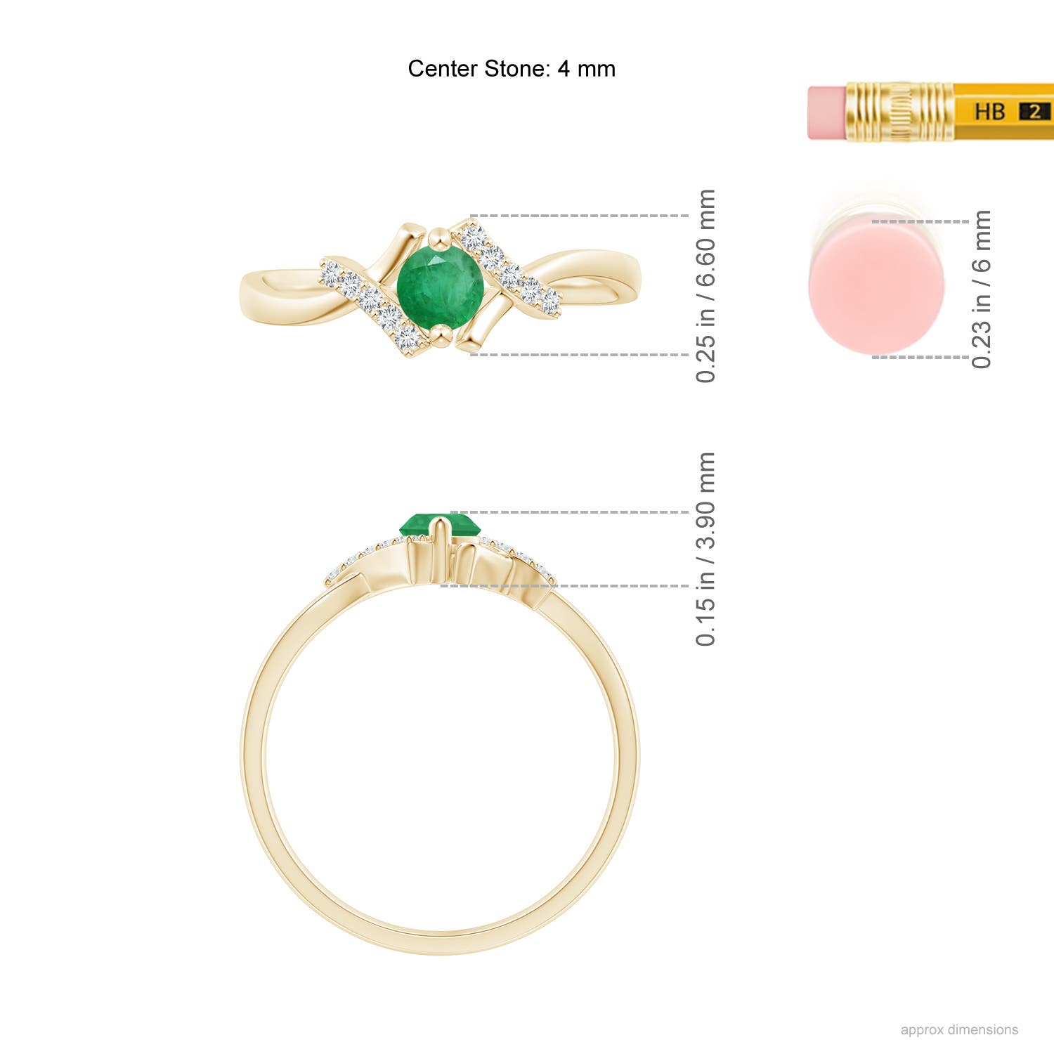 A - Emerald / 0.3 CT / 14 KT Yellow Gold