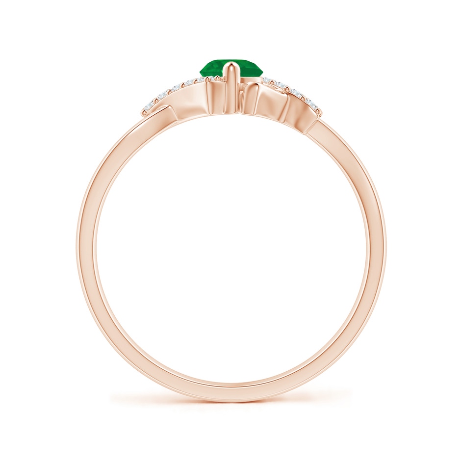 4mm AA Solitaire Emerald Bypass Promise Ring with Diamond Accents in Rose Gold side 199