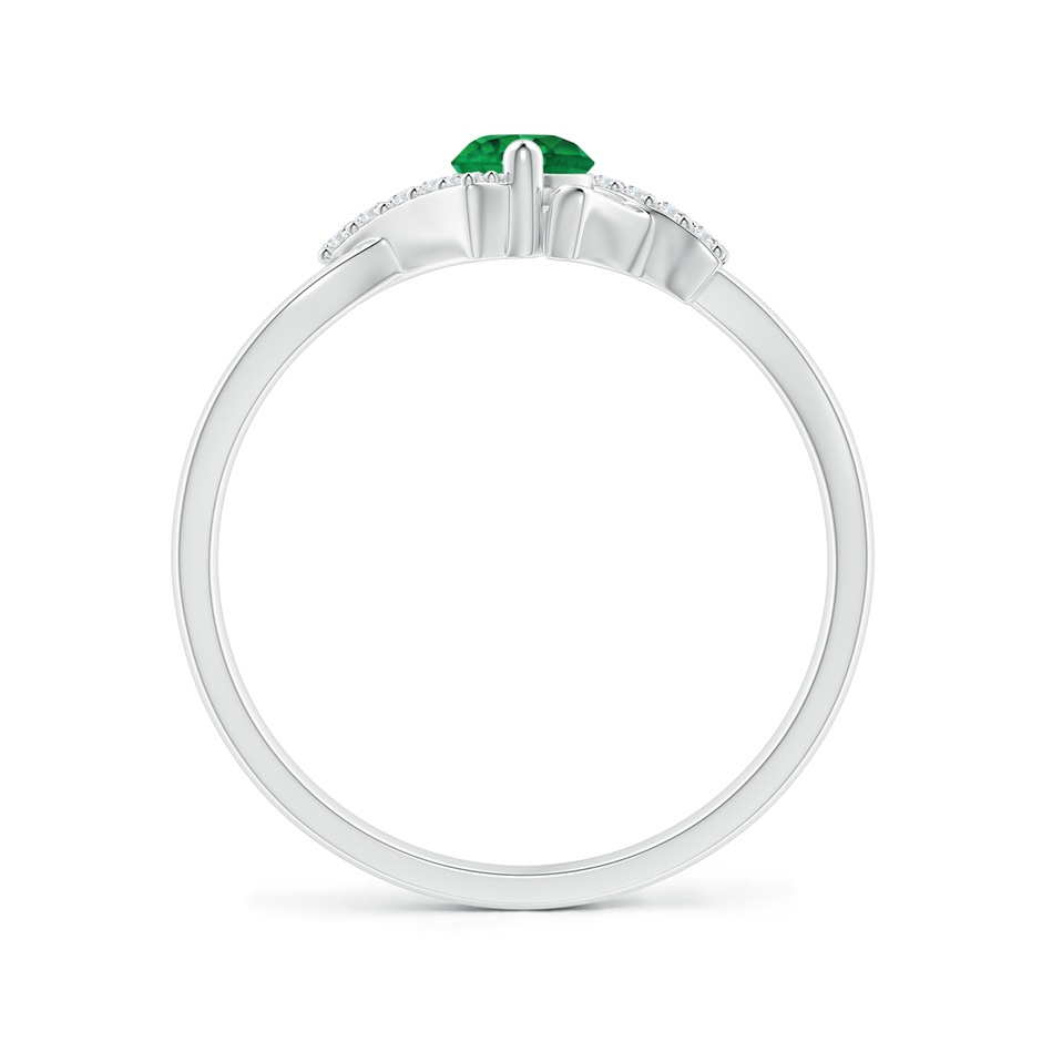 4mm AAA Solitaire Emerald Bypass Promise Ring with Diamond Accents in S999 Silver side 199