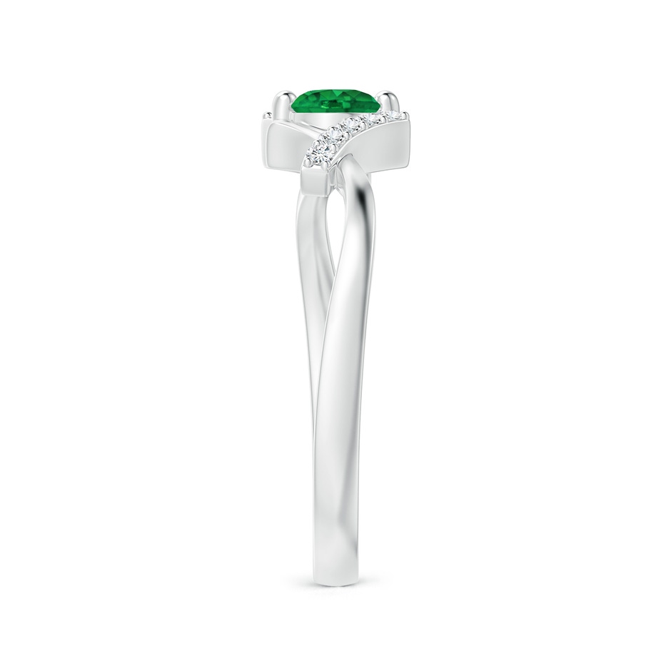 4mm AAA Solitaire Emerald Bypass Promise Ring with Diamond Accents in S999 Silver side 299