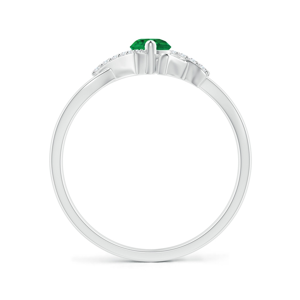 4mm AAA Solitaire Emerald Bypass Promise Ring with Diamond Accents in White Gold Side 199