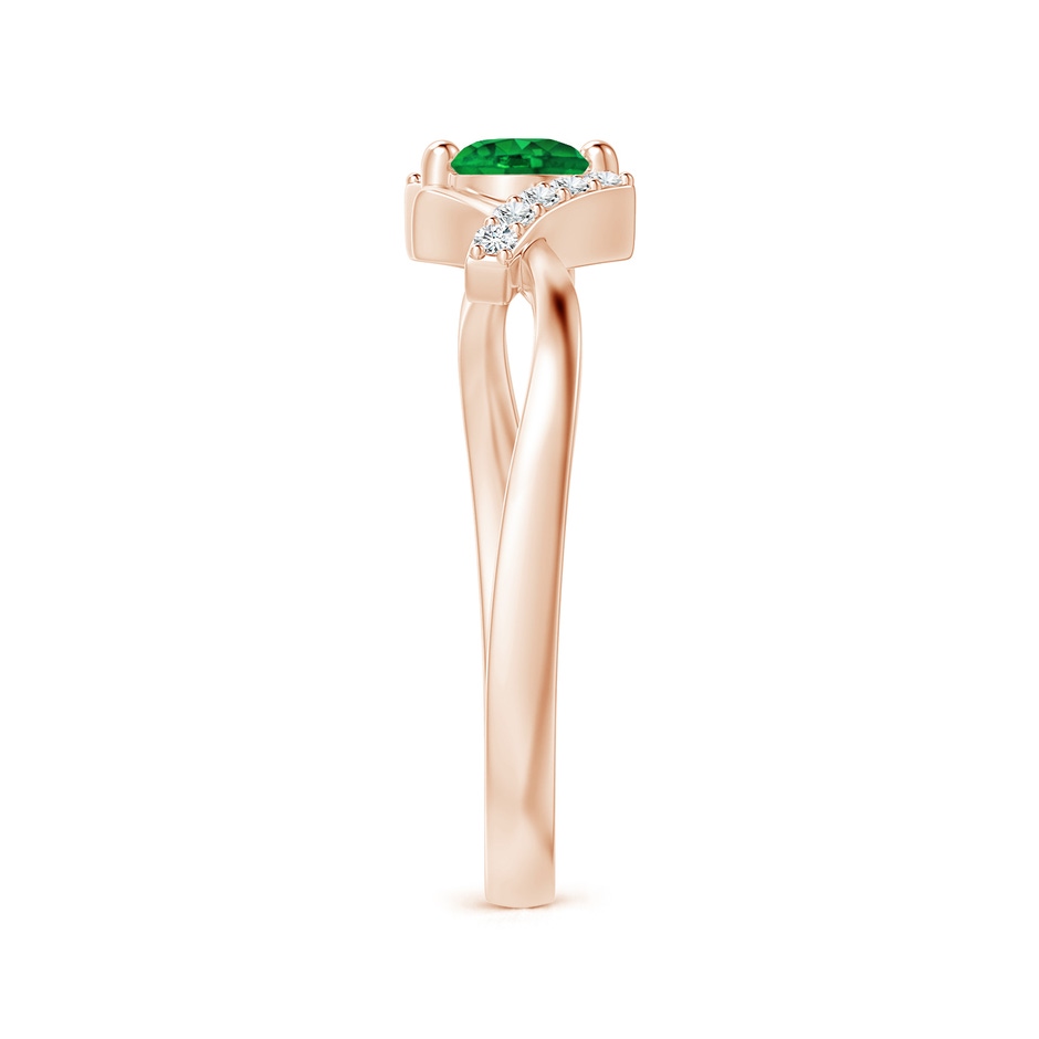 4mm AAAA Solitaire Emerald Bypass Promise Ring with Diamond Accents in Rose Gold side 299