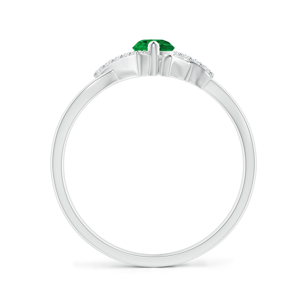 4mm AAAA Solitaire Emerald Bypass Promise Ring with Diamond Accents in S999 Silver - side 199