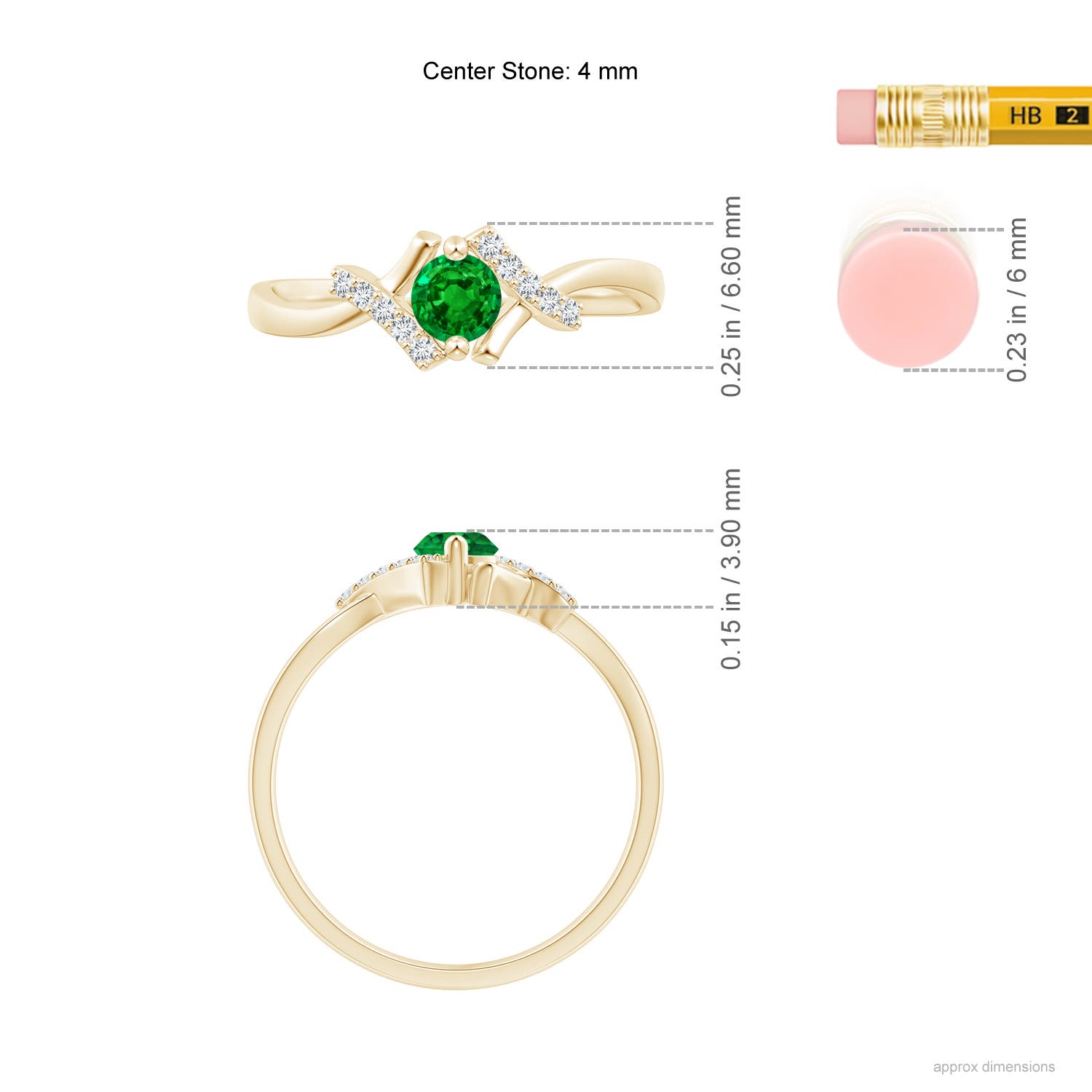 AAAA - Emerald / 0.3 CT / 14 KT Yellow Gold