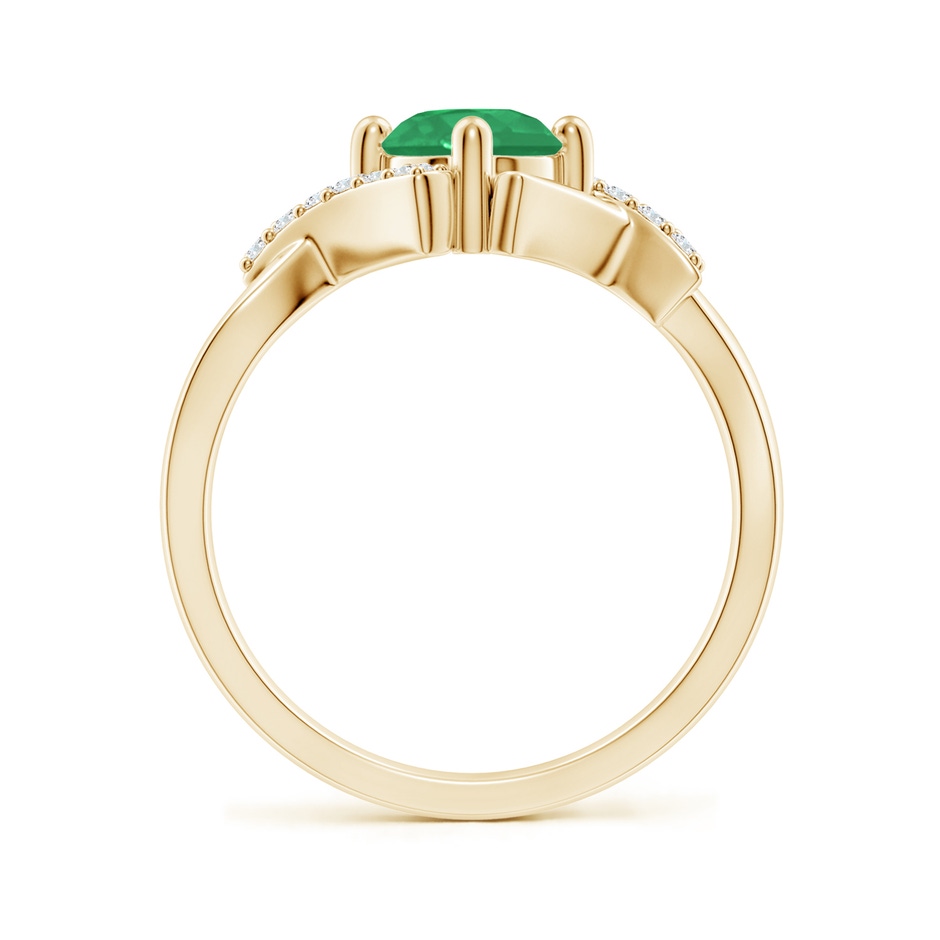 6mm A Solitaire Emerald Bypass Promise Ring with Diamond Accents in Yellow Gold side 199
