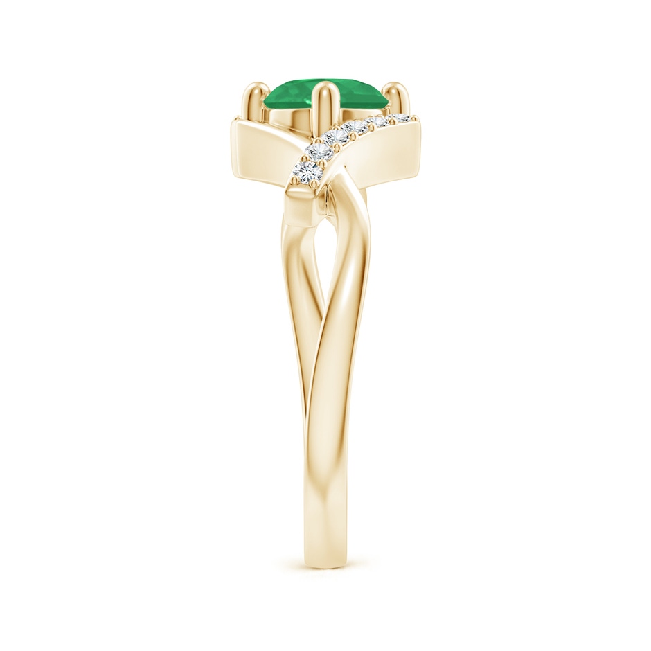 6mm A Solitaire Emerald Bypass Promise Ring with Diamond Accents in Yellow Gold side 299
