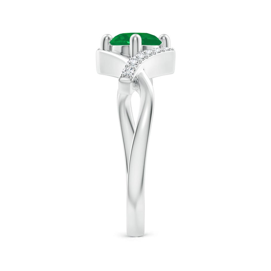 6mm AA Solitaire Emerald Bypass Promise Ring with Diamond Accents in White Gold side 299
