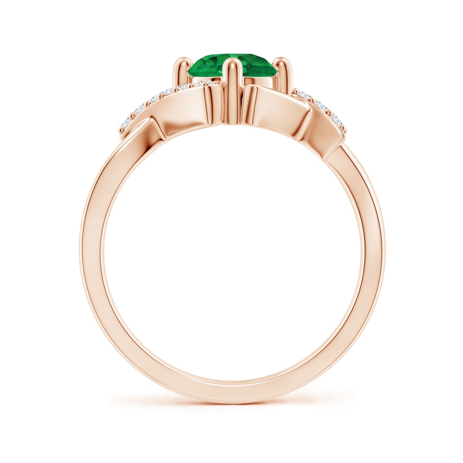 6mm AAA Solitaire Emerald Bypass Promise Ring with Diamond Accents in Rose Gold side 199