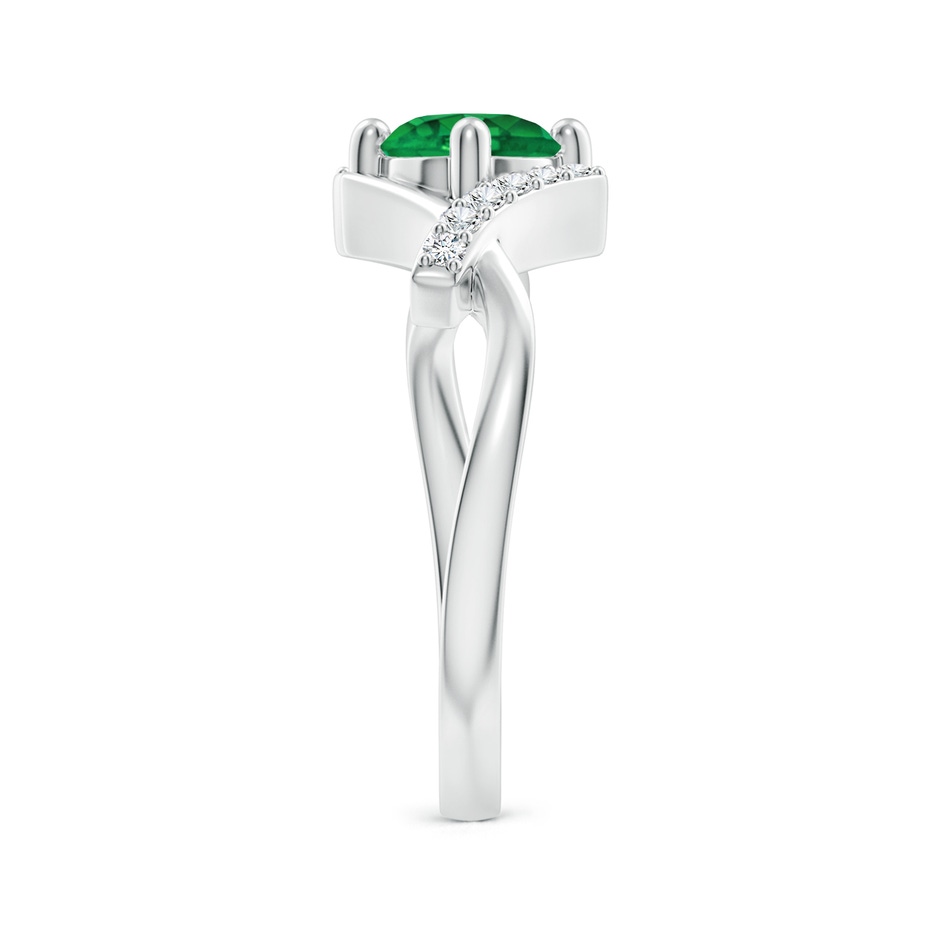 6mm AAA Solitaire Emerald Bypass Promise Ring with Diamond Accents in White Gold side 299