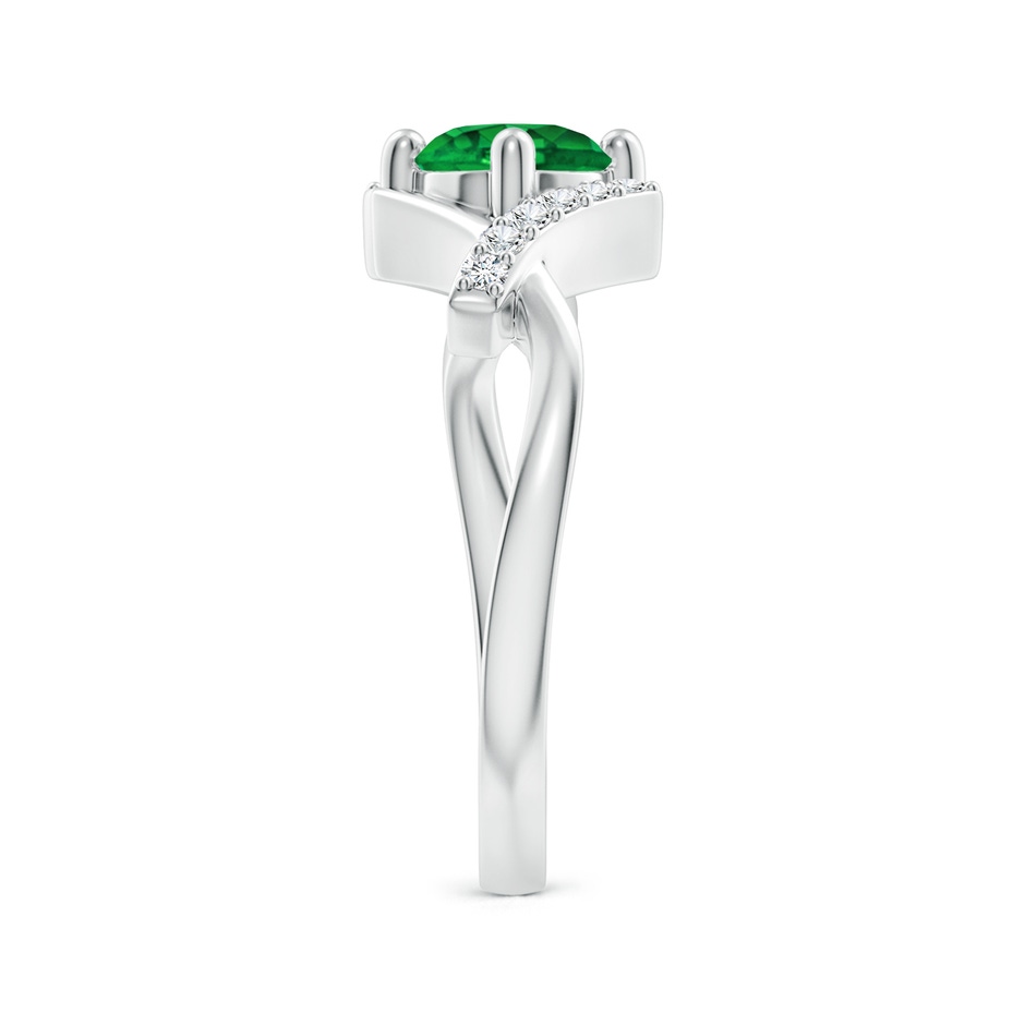 6mm AAAA Solitaire Emerald Bypass Promise Ring with Diamond Accents in White Gold side 299