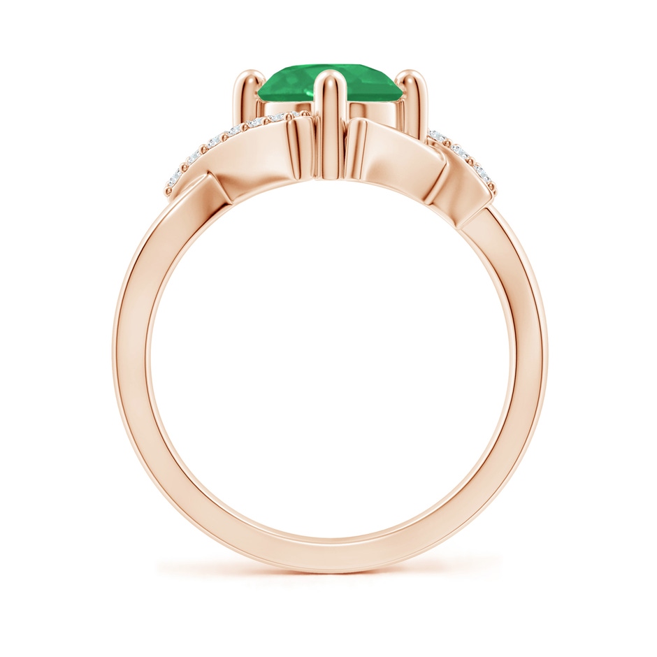 7mm A Solitaire Emerald Bypass Promise Ring with Diamond Accents in Rose Gold side 199