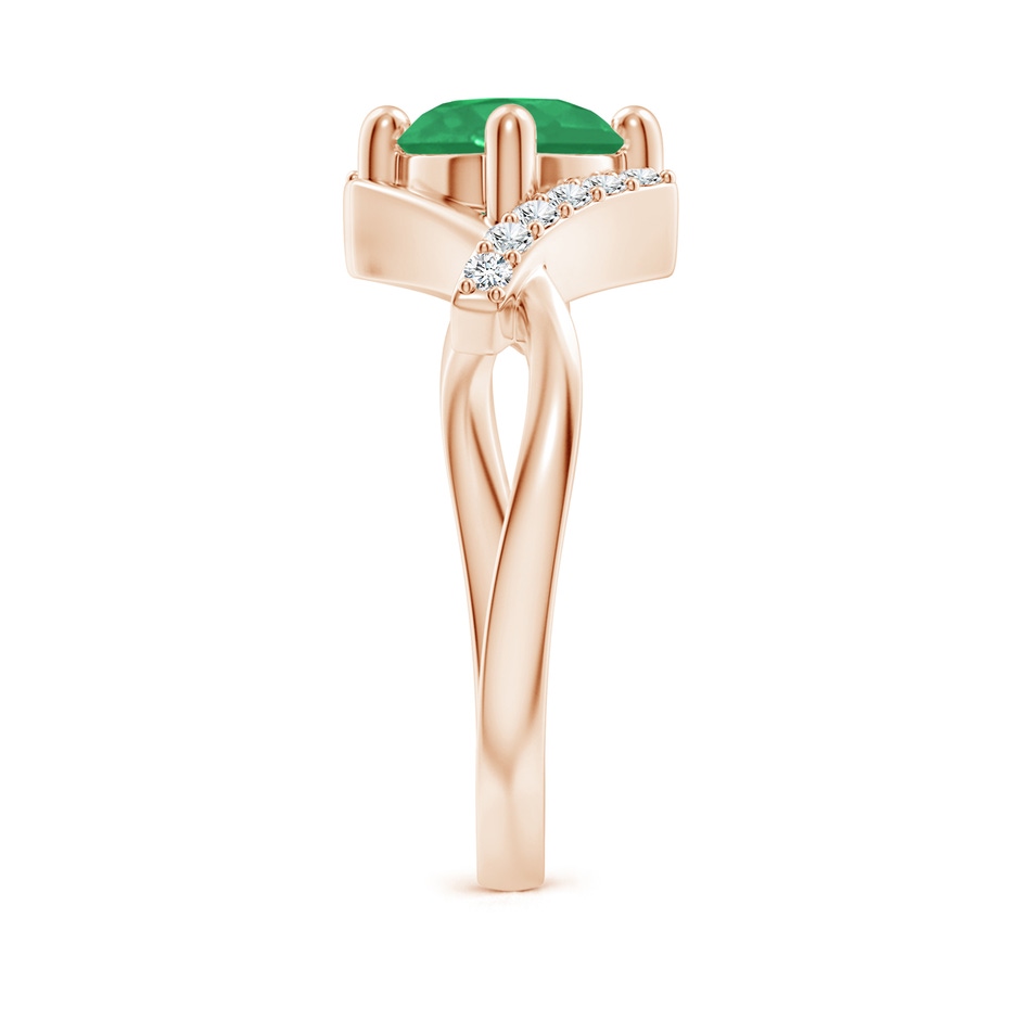 7mm A Solitaire Emerald Bypass Promise Ring with Diamond Accents in Rose Gold side 299