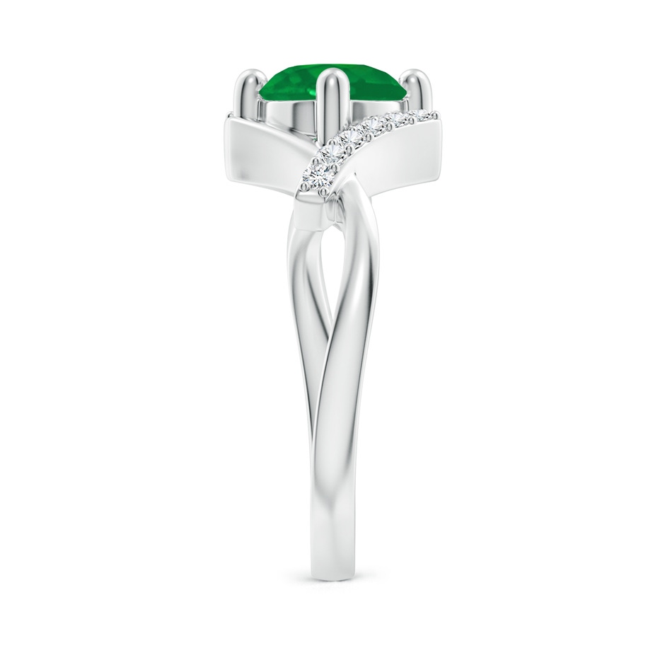 7mm AA Solitaire Emerald Bypass Promise Ring with Diamond Accents in White Gold side 299