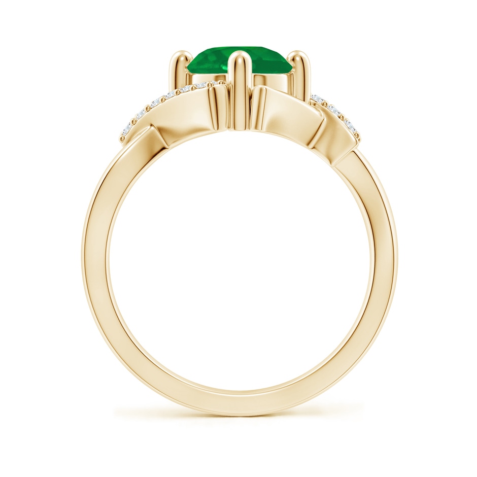 7mm AA Solitaire Emerald Bypass Promise Ring with Diamond Accents in Yellow Gold side 199