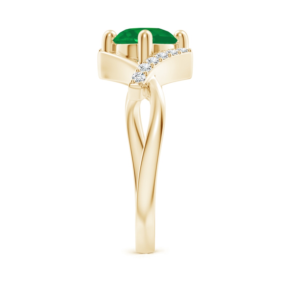 7mm AA Solitaire Emerald Bypass Promise Ring with Diamond Accents in Yellow Gold side 299
