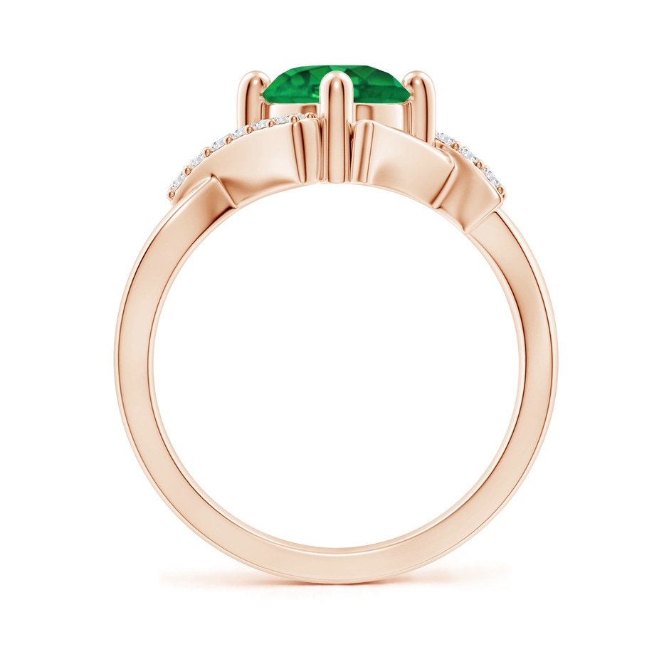 7mm AAA Solitaire Emerald Bypass Promise Ring with Diamond Accents in Rose Gold side 199