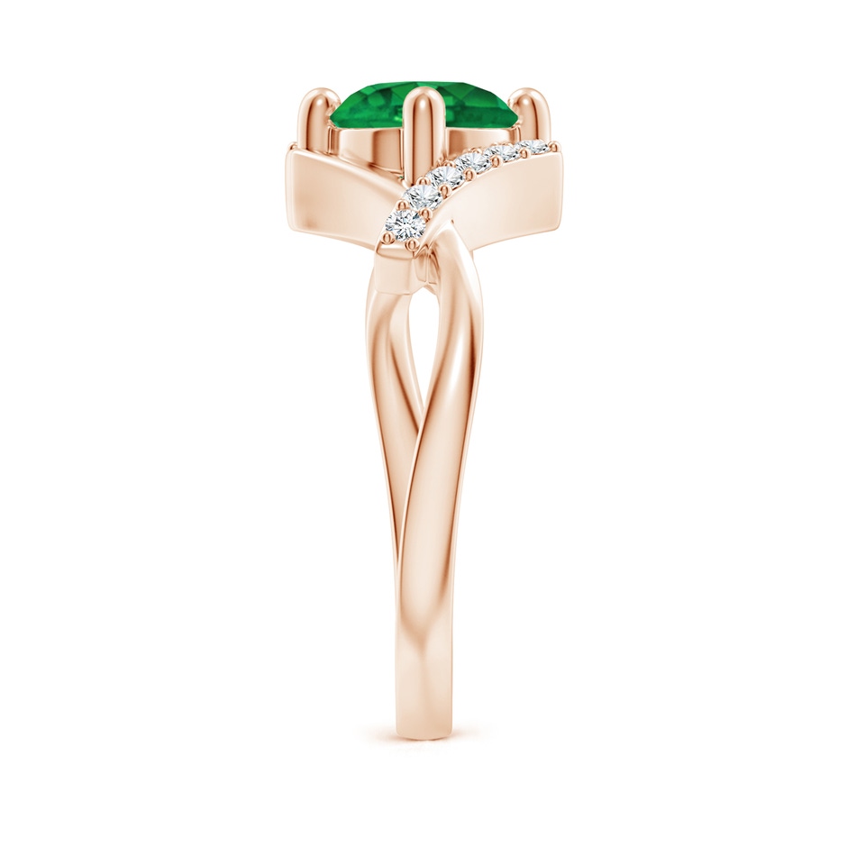7mm AAA Solitaire Emerald Bypass Promise Ring with Diamond Accents in Rose Gold side 299