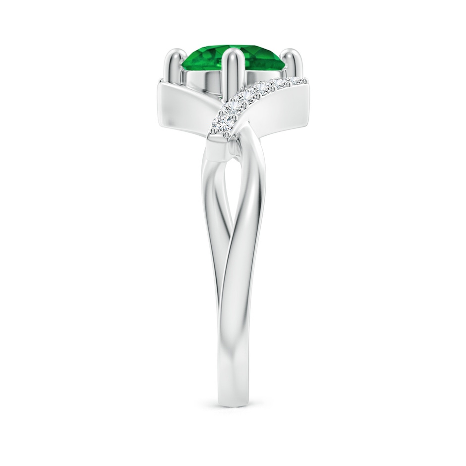 7mm AAAA Solitaire Emerald Bypass Promise Ring with Diamond Accents in White Gold side 299