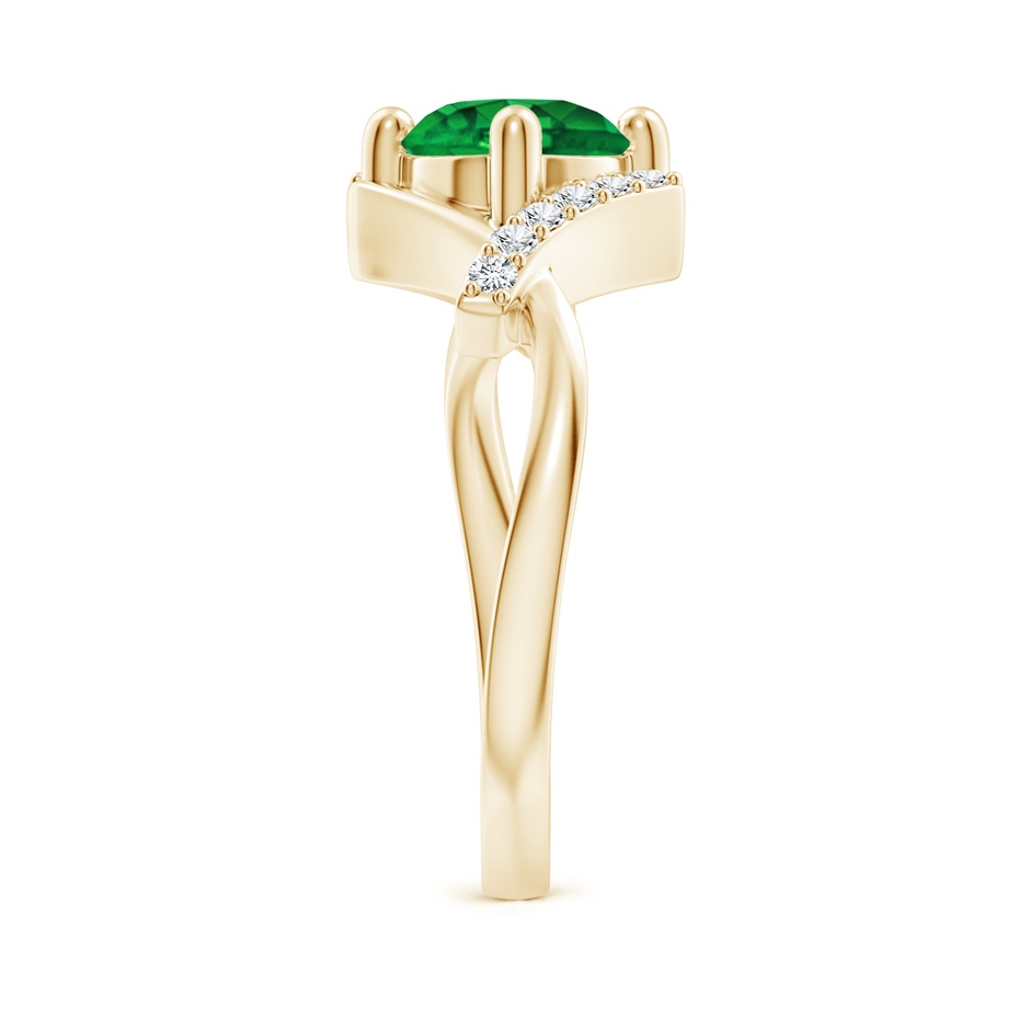 7mm AAAA Solitaire Emerald Bypass Promise Ring with Diamond Accents in Yellow Gold side 299