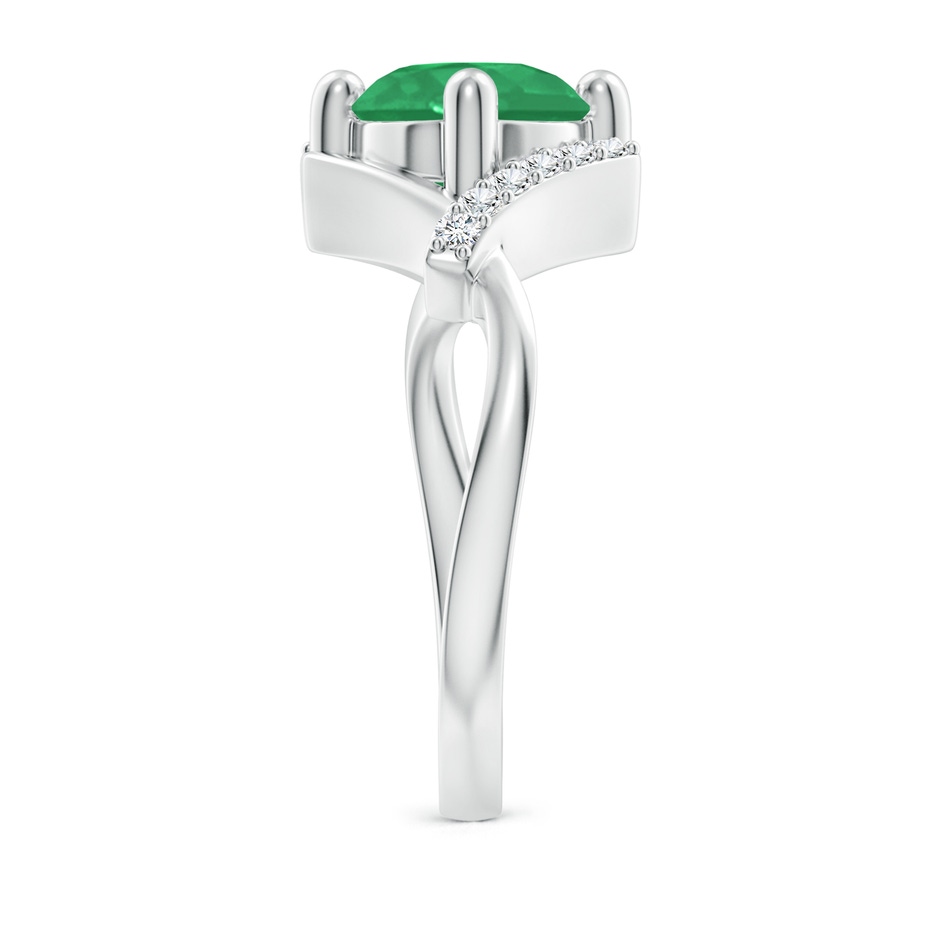 8mm A Solitaire Emerald Bypass Promise Ring with Diamond Accents in White Gold side 299