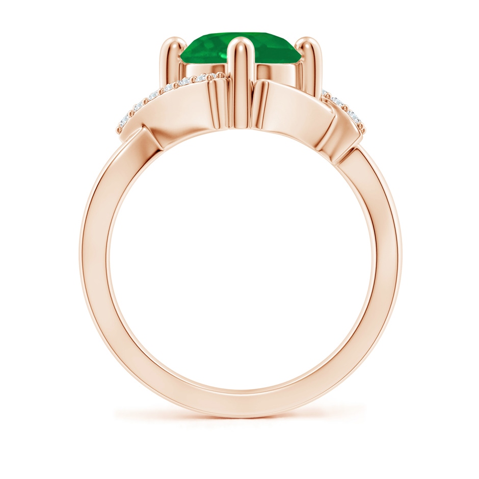 8mm AA Solitaire Emerald Bypass Promise Ring with Diamond Accents in Rose Gold side 199