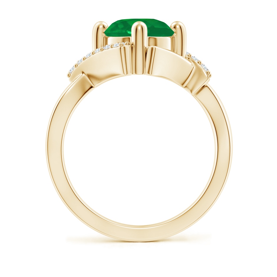 8mm AA Solitaire Emerald Bypass Promise Ring with Diamond Accents in Yellow Gold side 199