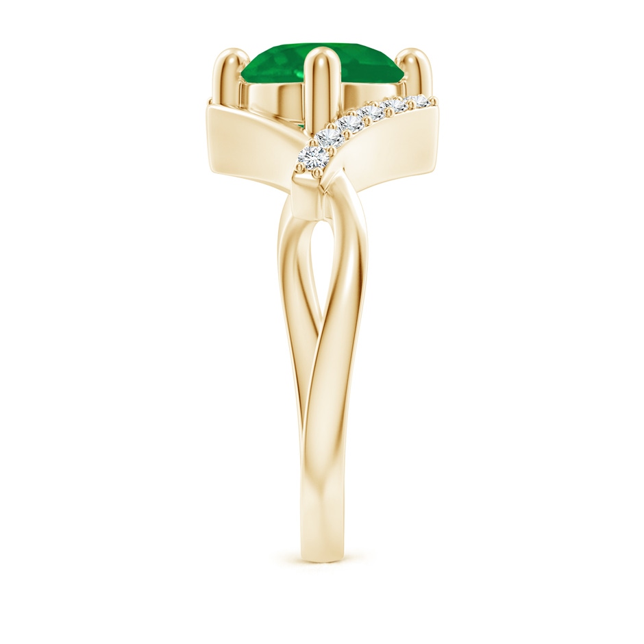 8mm AA Solitaire Emerald Bypass Promise Ring with Diamond Accents in Yellow Gold side 299
