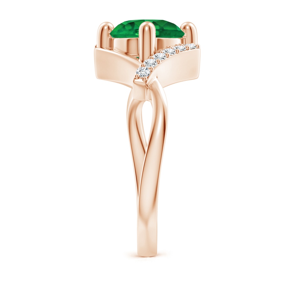 8mm AAA Solitaire Emerald Bypass Promise Ring with Diamond Accents in Rose Gold side 299