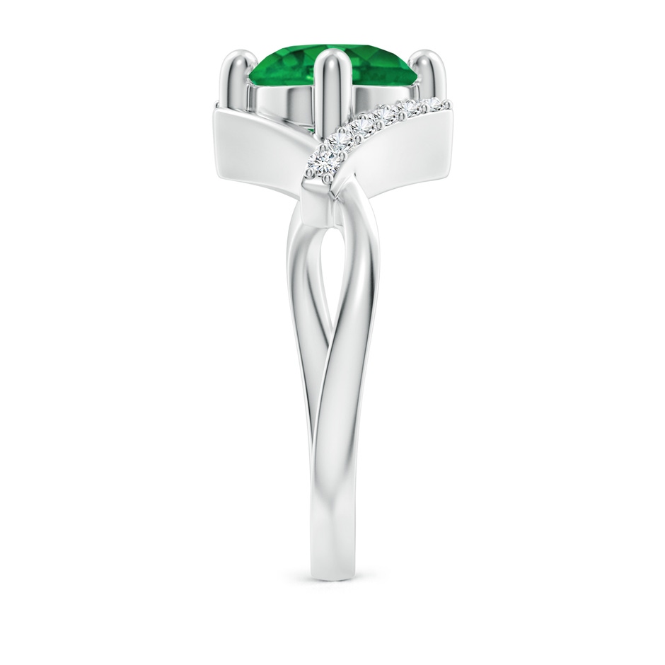8mm AAA Solitaire Emerald Bypass Promise Ring with Diamond Accents in White Gold side 299