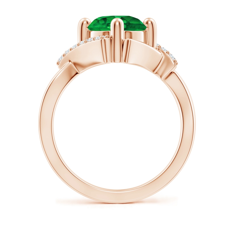 8mm AAAA Solitaire Emerald Bypass Promise Ring with Diamond Accents in 18K Rose Gold side 199