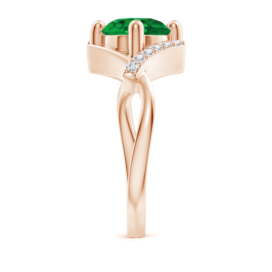8mm AAAA Solitaire Emerald Bypass Promise Ring with Diamond Accents in 18K Rose Gold side 299