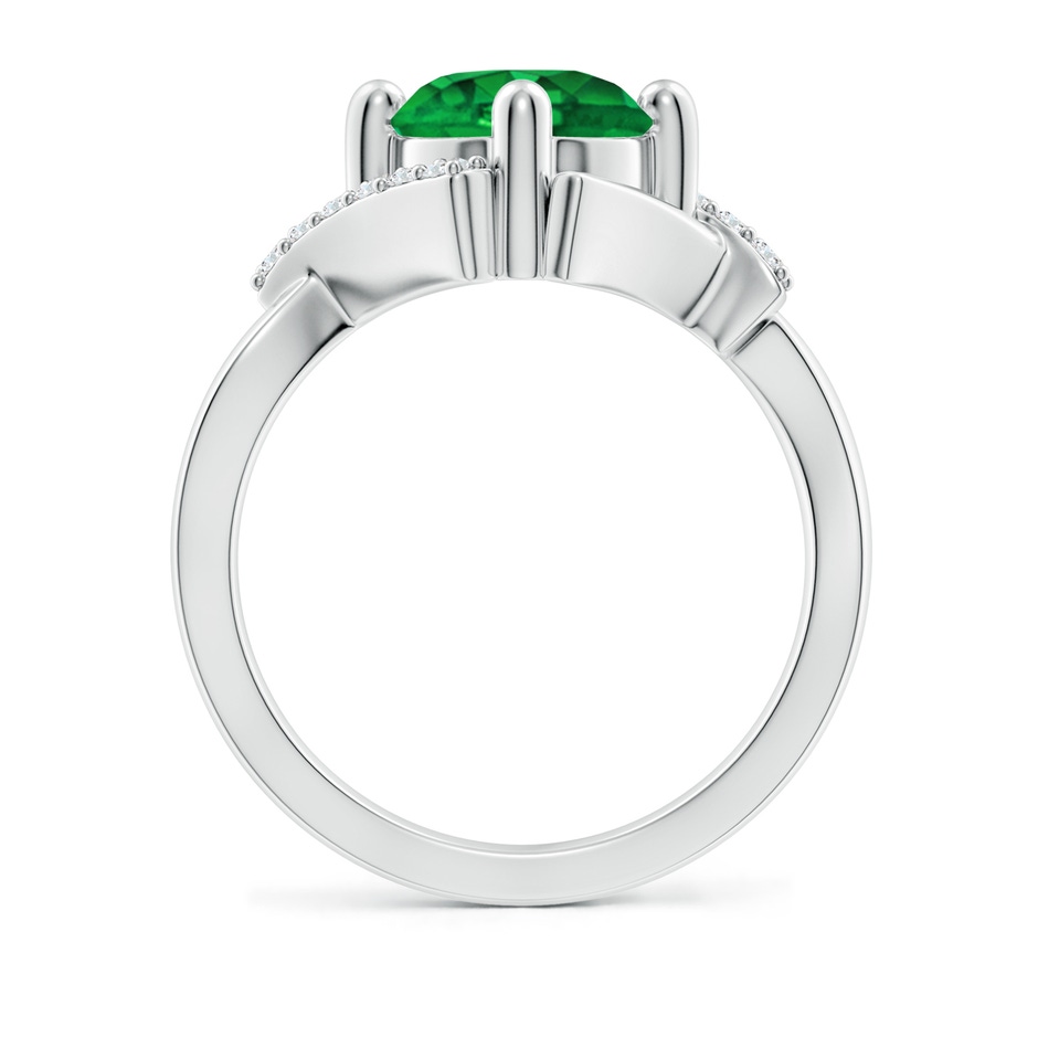 8mm AAAA Solitaire Emerald Bypass Promise Ring with Diamond Accents in S999 Silver side 199