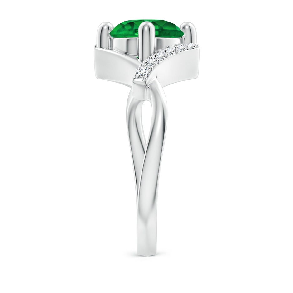 8mm AAAA Solitaire Emerald Bypass Promise Ring with Diamond Accents in S999 Silver side 299