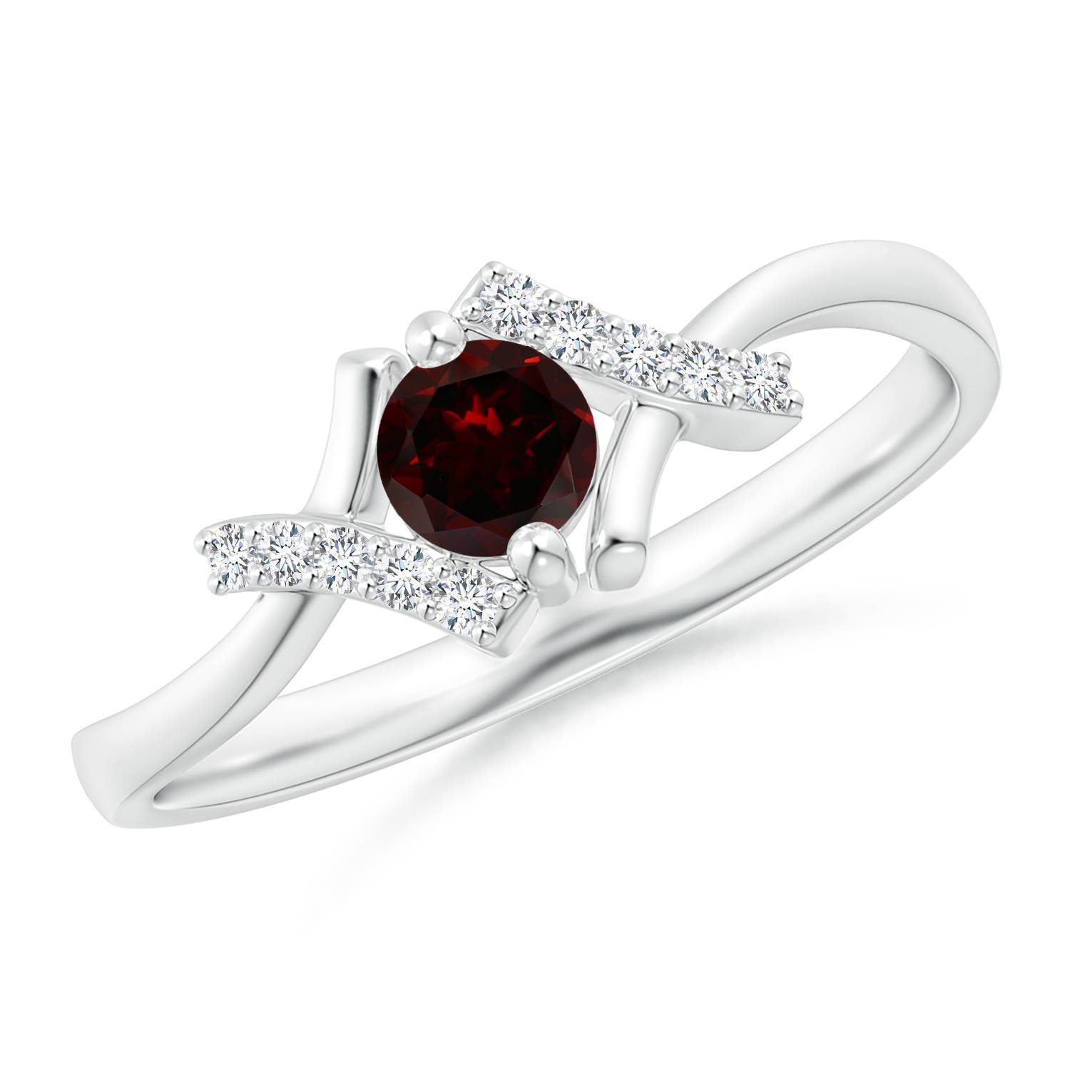 A - Garnet / 0.39 CT / 14 KT White Gold