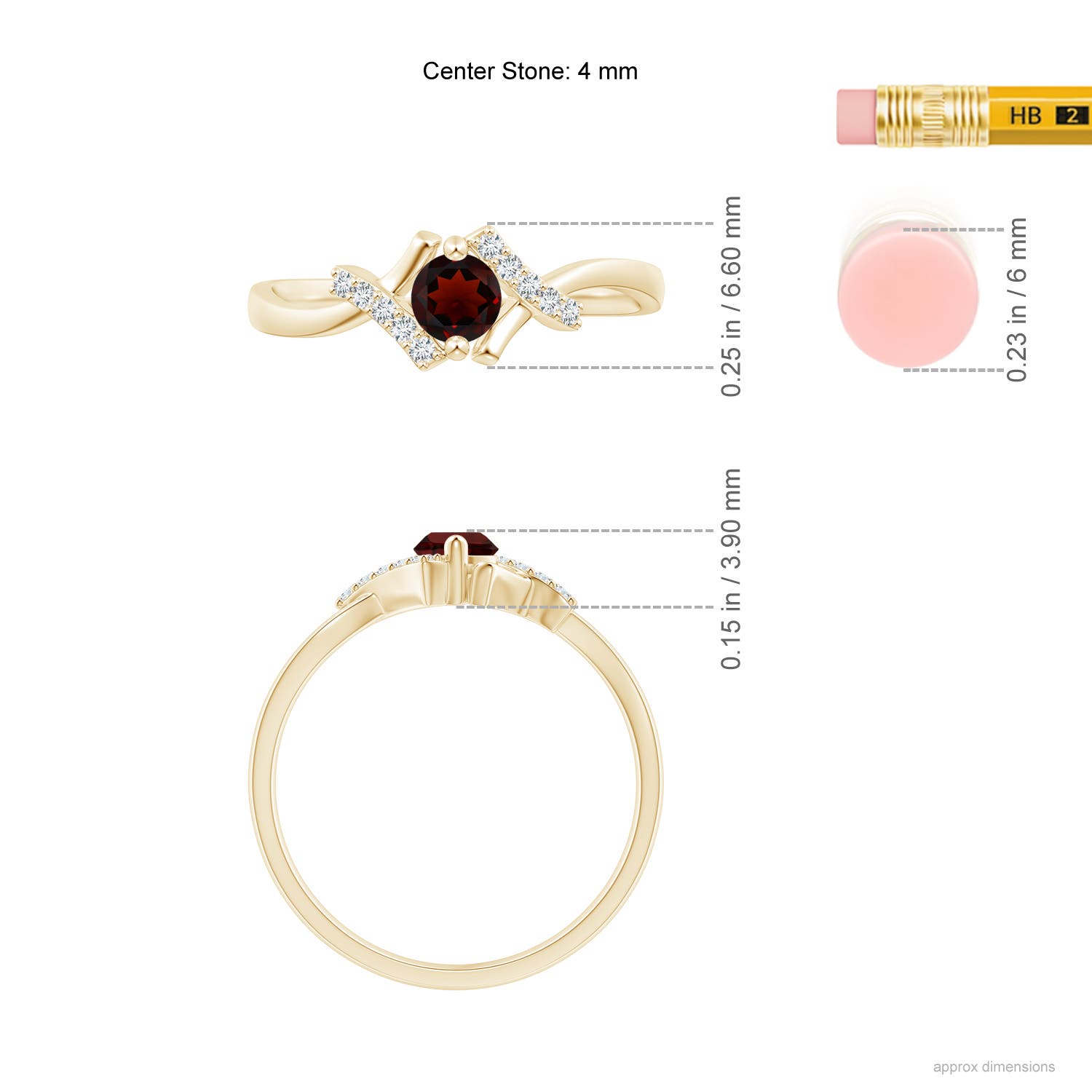 AA - Garnet / 0.39 CT / 14 KT Yellow Gold