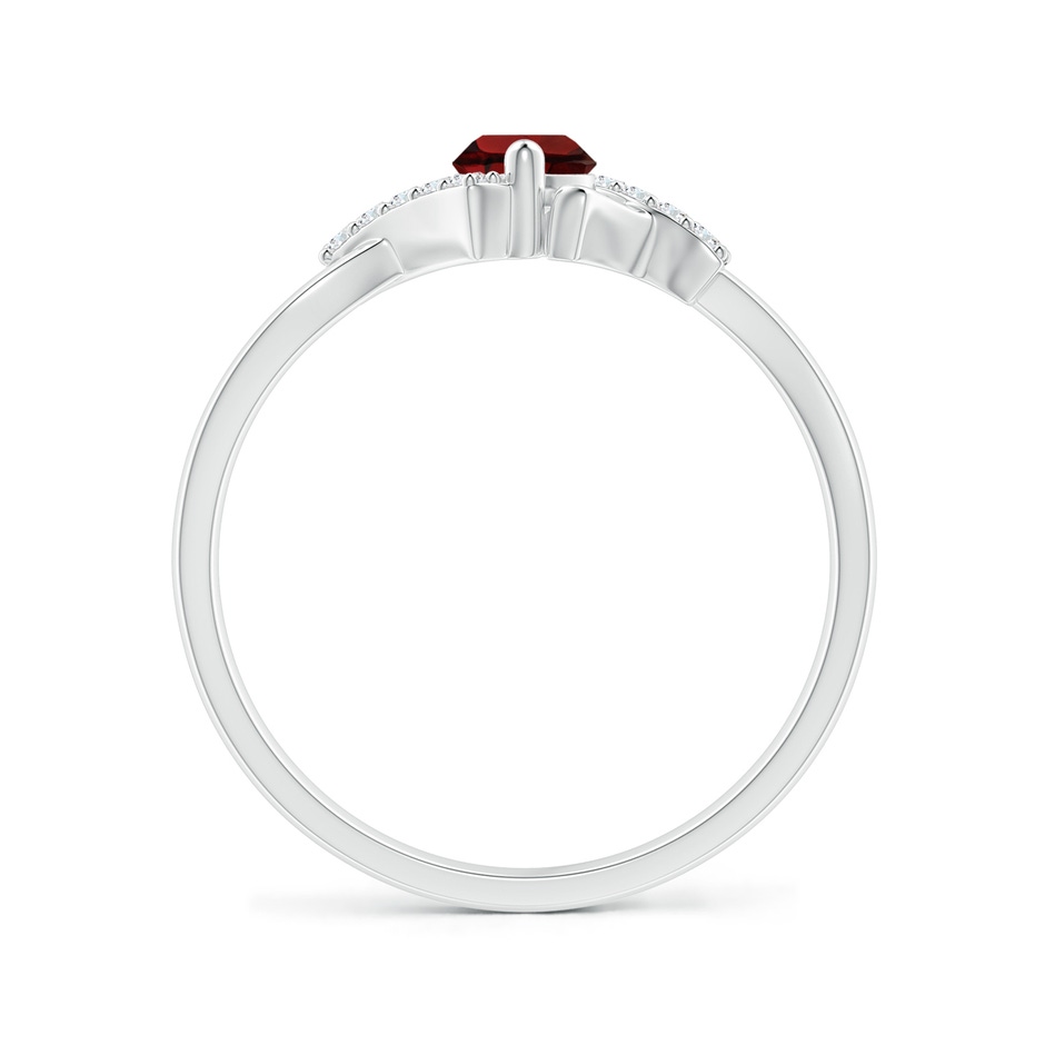 4mm AAA Solitaire Garnet Bypass Promise Ring with Diamond Accents in White Gold Side-1