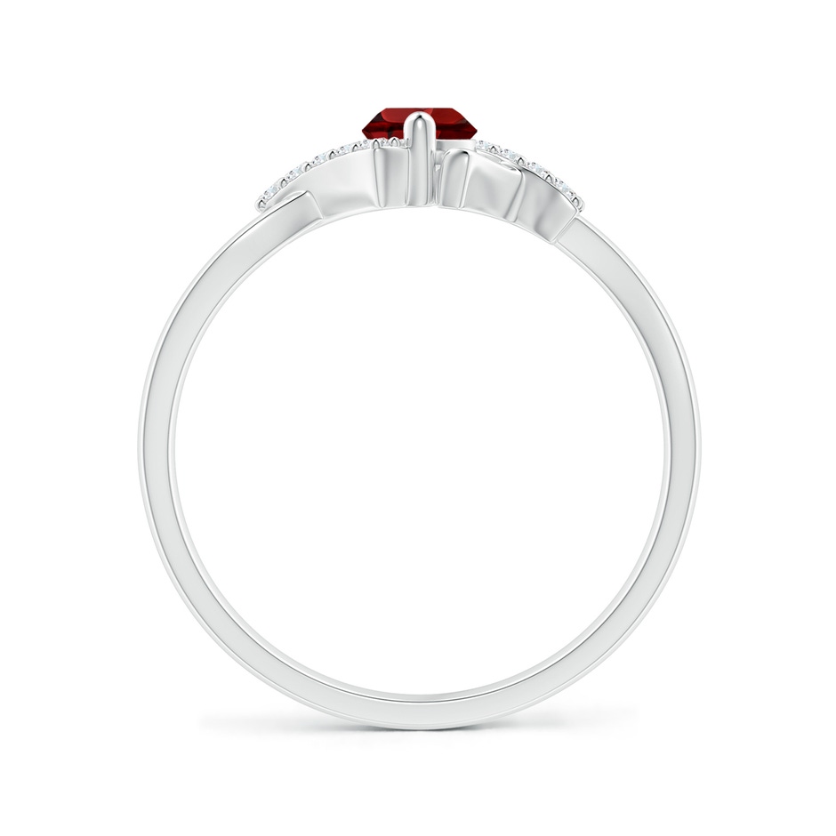 4mm AAAA Solitaire Garnet Bypass Promise Ring with Diamond Accents in White Gold side-1