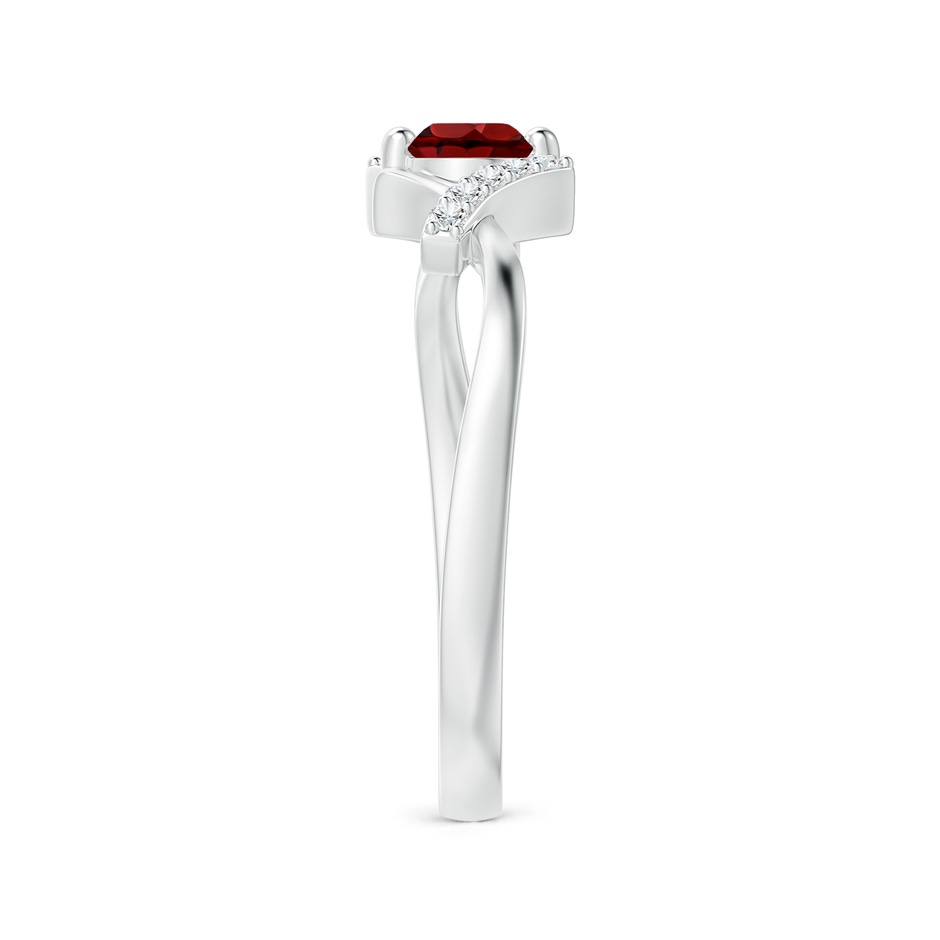 4mm AAAA Solitaire Garnet Bypass Promise Ring with Diamond Accents in White Gold side-2