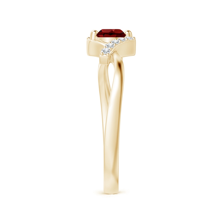 4mm AAAA Solitaire Garnet Bypass Promise Ring with Diamond Accents in Yellow Gold side-2