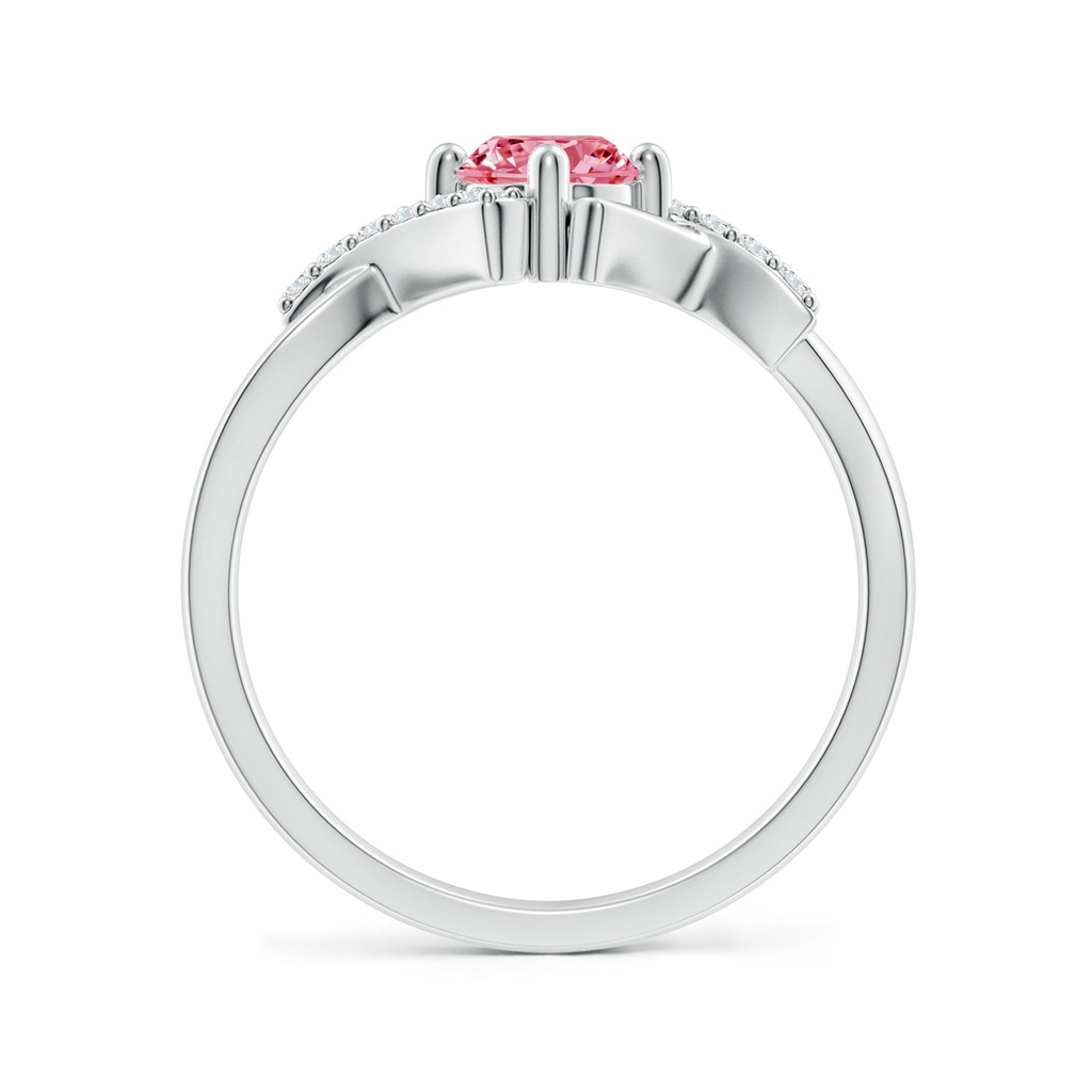 5.1mm AAAA Solitaire Fancy Intense Pink Diamond Bypass Promise Ring with Accents in P950 Platinum - side 199