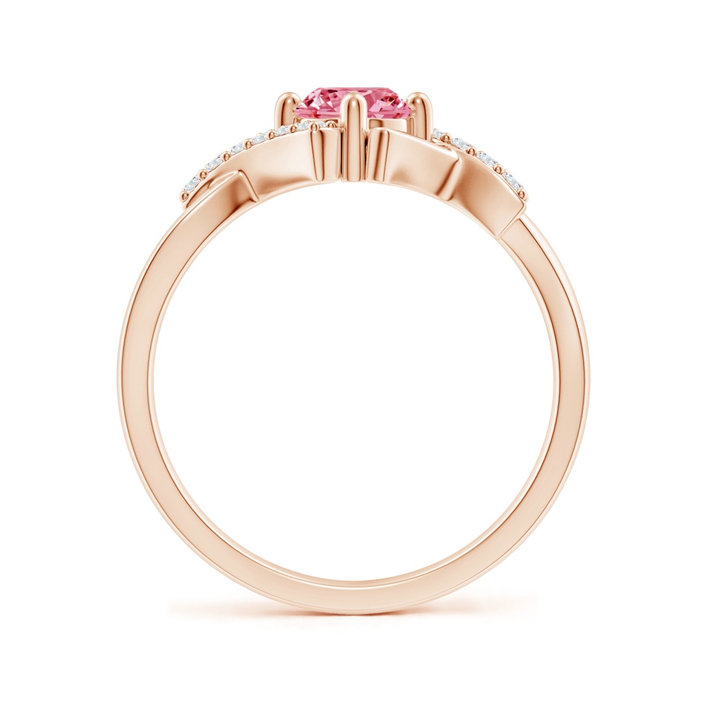 5.1mm AAAA Solitaire Fancy Intense Pink Diamond Bypass Promise Ring with Accents in Rose Gold - side 199