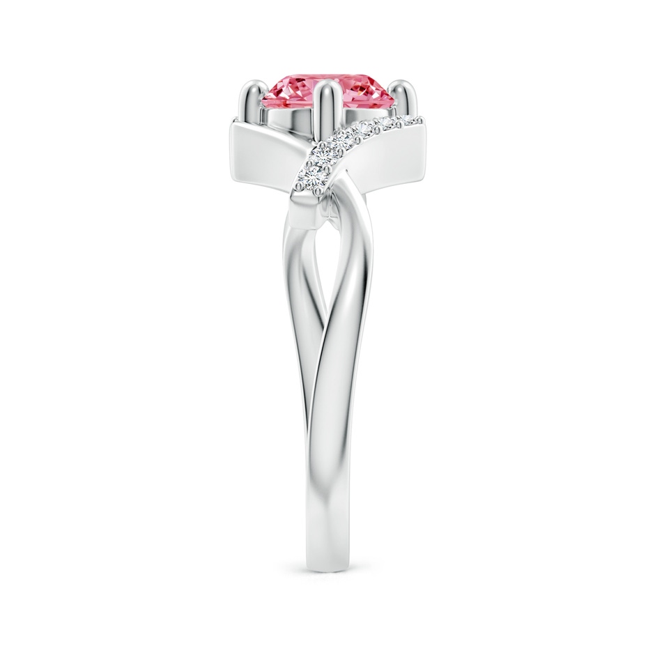 6.4mm AAAA Solitaire Fancy Intense Pink Diamond Bypass Promise Ring with Accents in White Gold side 299