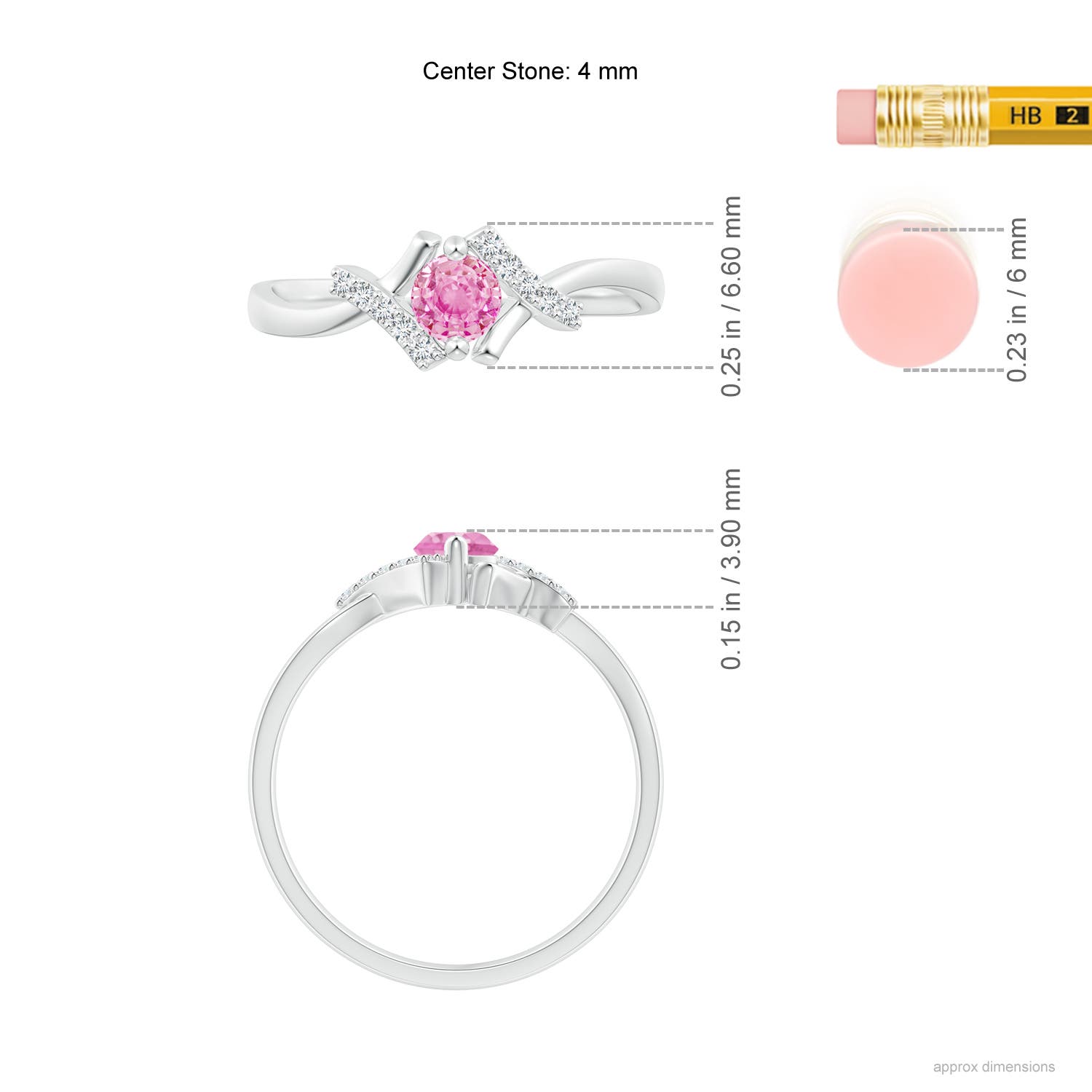 A - Pink Sapphire / 0.39 CT / 14 KT White Gold