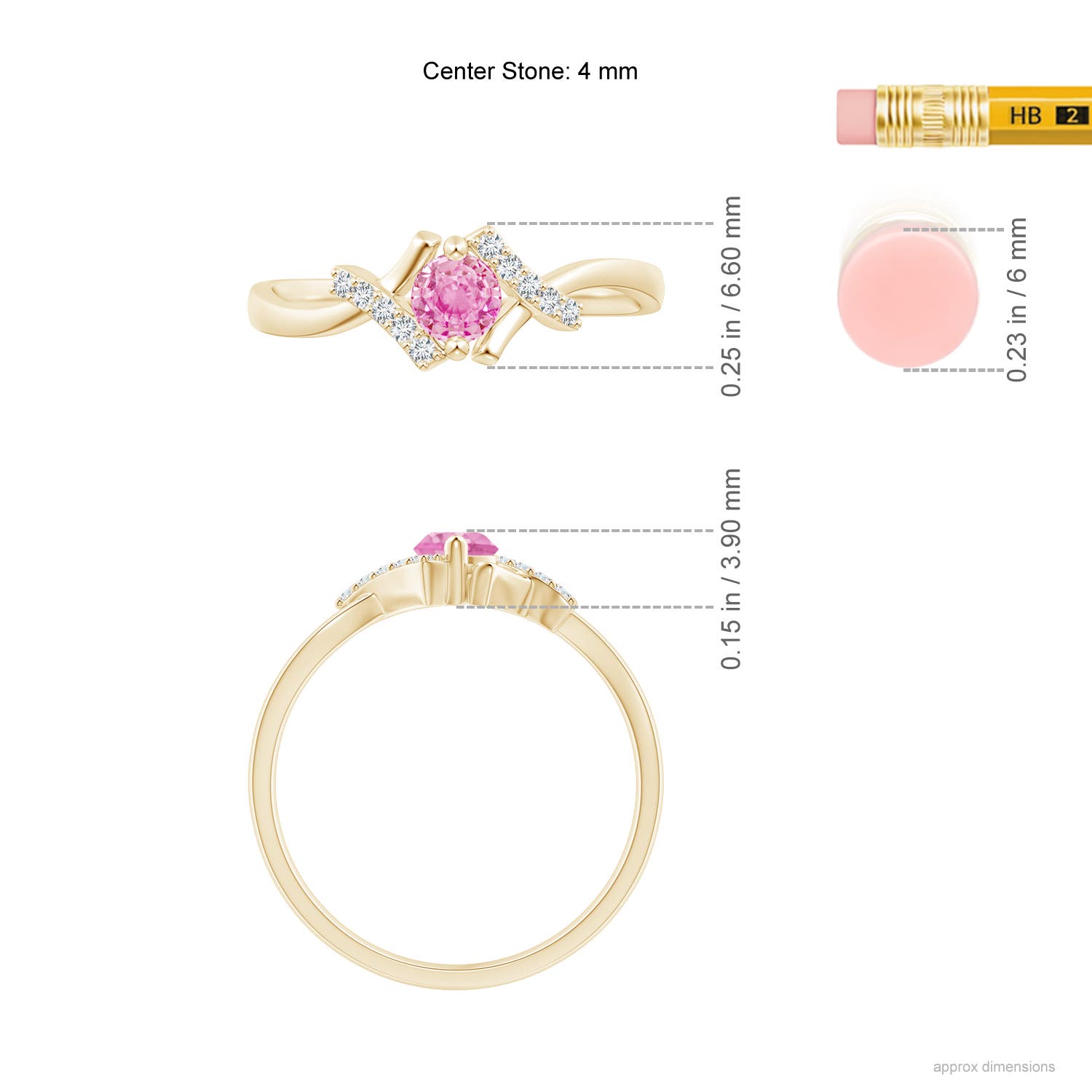 A - Pink Sapphire / 0.39 CT / 14 KT Yellow Gold