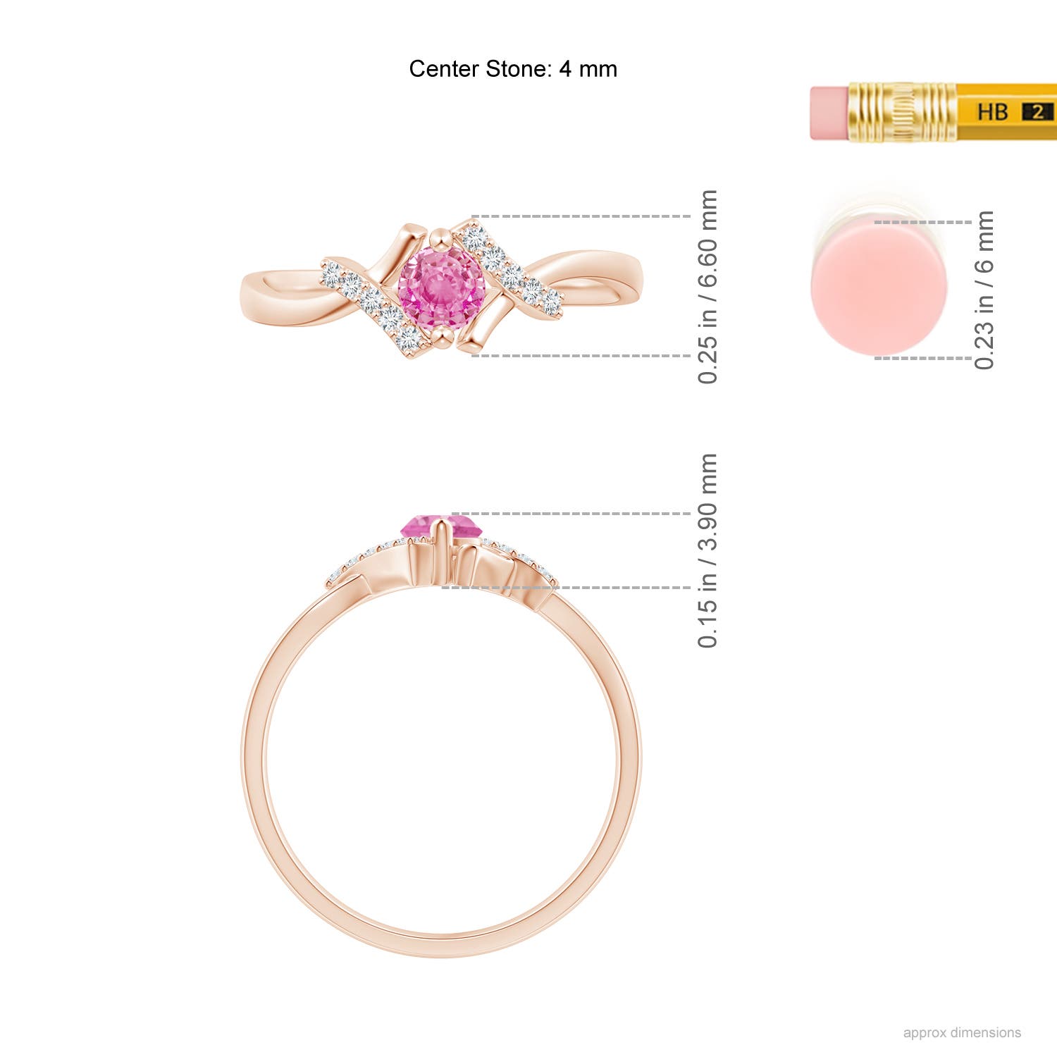 AA - Pink Sapphire / 0.39 CT / 14 KT Rose Gold