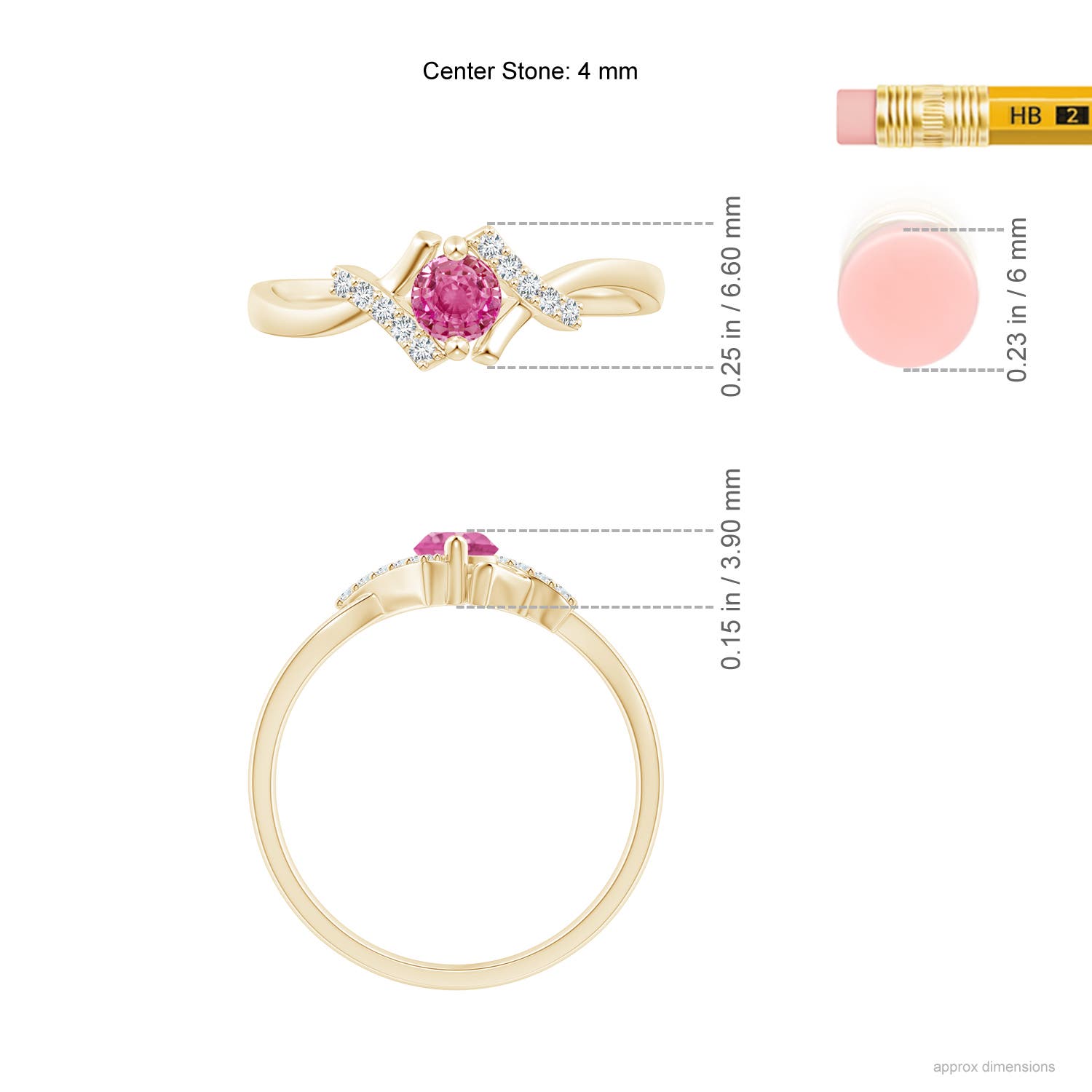 AAA - Pink Sapphire / 0.39 CT / 14 KT Yellow Gold