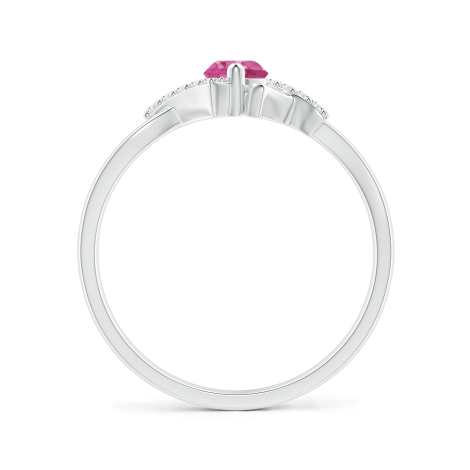 4mm AAAA Solitaire Pink Sapphire Bypass Promise Ring with Diamond Accents in White Gold side-1