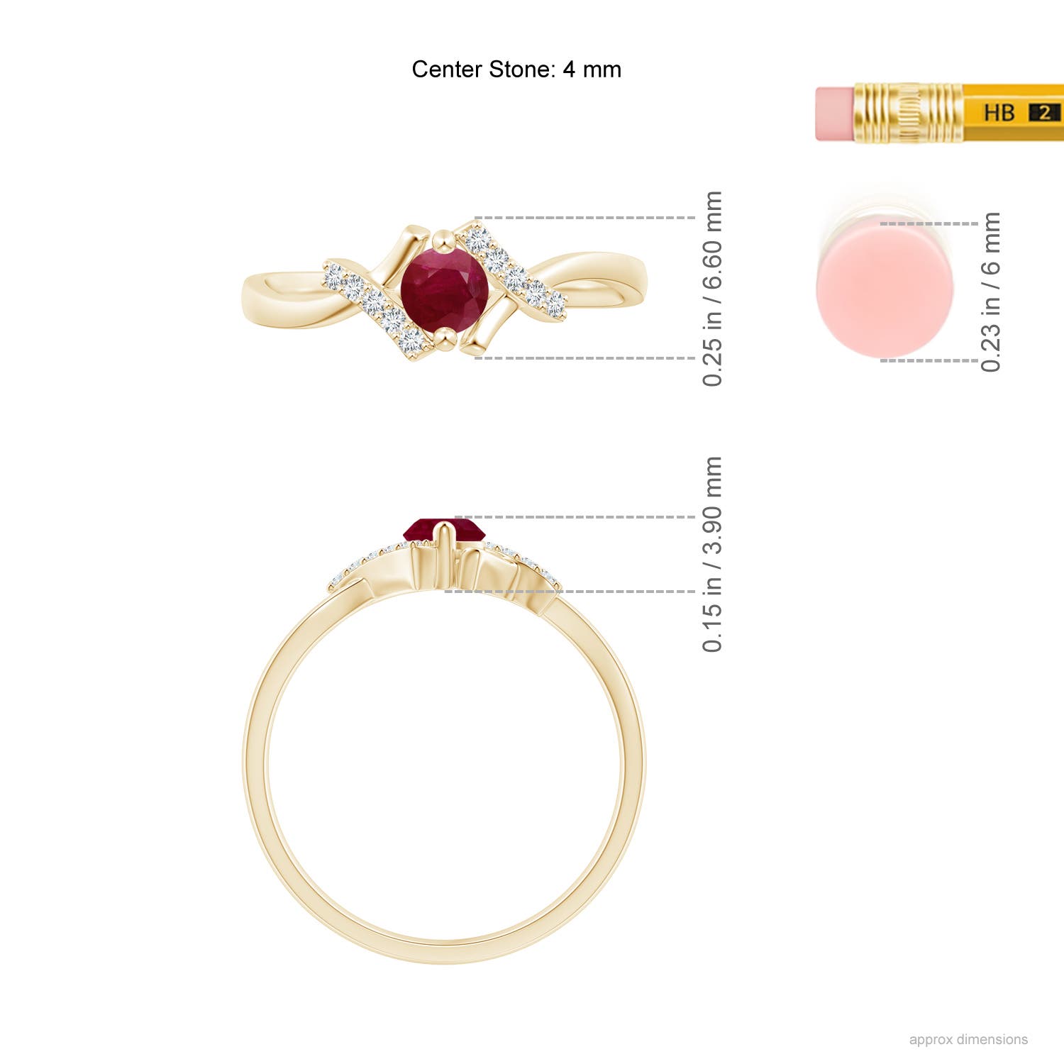 A - Ruby / 0.4 CT / 14 KT Yellow Gold